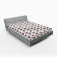 thumbnail image 1 of Ambesonne Geometric Fitted Sheet, Skulls Red Hearts, Queen Size, Grey Red Coconut, 1 of 3