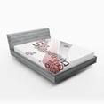 thumbnail image 1 of Ambesonne Geometric Fitted Sheet, Square Wavy Shapes, Queen Size, Grey and Red, 1 of 3