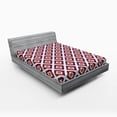 thumbnail image 1 of Ambesonne Geometric Fitted Sheet, Triangles Art Print, Full Size, Plum Marigold White, 1 of 2