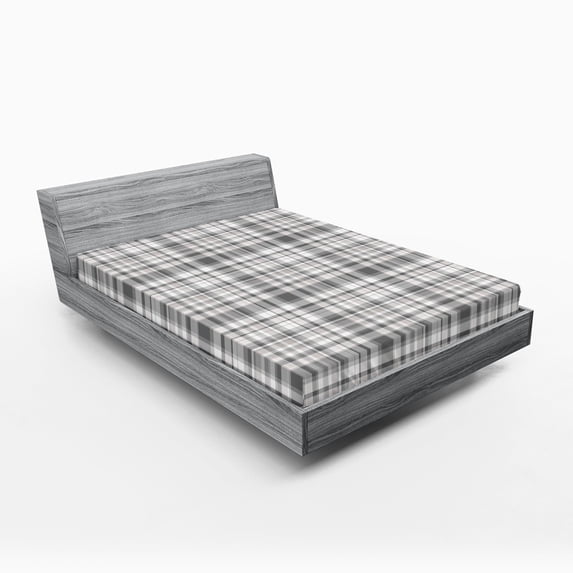 Ambesonne Geometric Fitted Sheet, Vertical Line Square, Full Size, Grey White