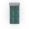 thumbnail image 1 of Ambesonne Geometric Fitted Sheet, Vintage Shapes Line Art, Twin XL Size, Dark Teal and Multicolor, 1 of 5
