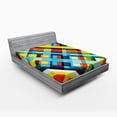 thumbnail image 1 of Ambesonne Geometric Fitted Sheet, Vivid Retro Lines, Full Size, Multicolor, 1 of 2