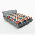 thumbnail image 1 of Ambesonne Geometric Fitted Sheet, Wall or Floor Squares, Queen Size, Multicolor, 1 of 2