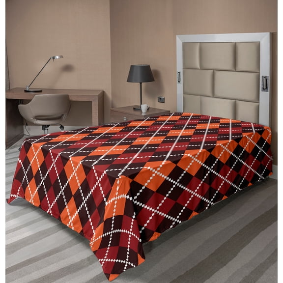 Ambesonne Geometric Flat Sheet, Autumn Scottish Argyle, Twin Size, Multicolor
