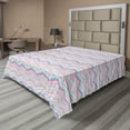 thumbnail image 1 of Ambesonne Geometric Flat Sheet, Brush Stroked Zigzags, Queen Size, Pale Pink Aqua Pink, 1 of 1