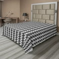 thumbnail image 1 of Ambesonne Geometric Flat Sheet, Cage Squares and Zigzags, Queen Size, Charcoal Grey White, 1 of 1