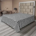 thumbnail image 1 of Ambesonne Geometric Flat Sheet, Checkered Groovy Image, California King, White and Charcoal Grey, 1 of 1