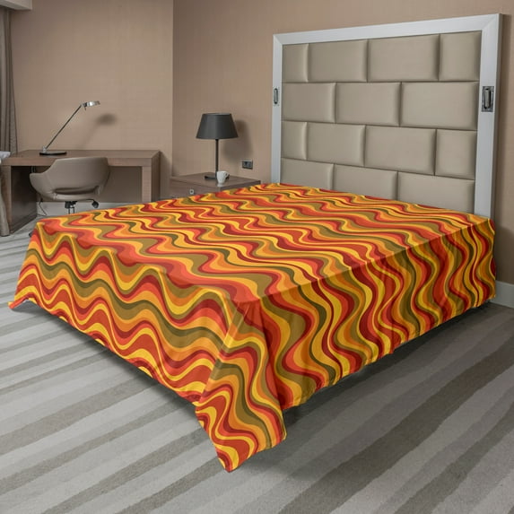Ambesonne Geometric Flat Sheet, Desert Dune Pattern, Queen Size, Multicolor