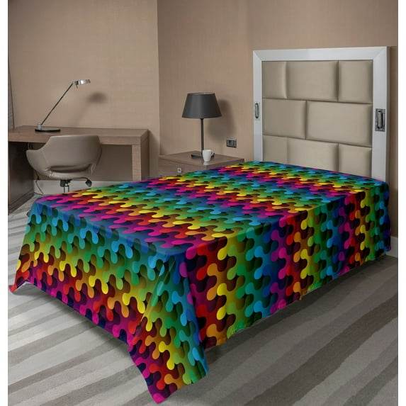 Ambesonne Geometric Flat Sheet, Digital Game Style, Twin Size, Multicolor