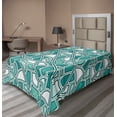 thumbnail image 1 of Ambesonne Geometric Flat Sheet, Elements in Tile Pattern, Twin Size, Dark Seafoam and White, 1 of 1