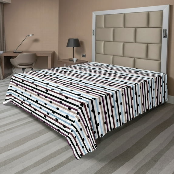 Ambesonne Geometric Flat Sheet, Hand Drawn Dots Lines, Queen Size, Multicolor