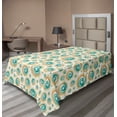 thumbnail image 1 of Ambesonne Geometric Flat Sheet, Spiral Circle Tile, Twin Size, Teal Orange, 1 of 1