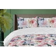 thumbnail image 1 of Ambesonne Geometric Floral Down Alternative Quilt Comforter, Roses Blossoming, Twin, Pale Pink and Hunter Green, 1 of 1