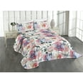 thumbnail image 1 of Ambesonne Geometric Floral Quilted Coverlet 3 Pcs, Roses Blossoming, King Size, Pale Pink and Hunter Green, 1 of 4