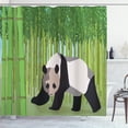 thumbnail image 1 of Ambesonne Geometric Forest Shower Curtain, Polygonal Panda, 69"Wx75"L, White Black and Green, 1 of 3
