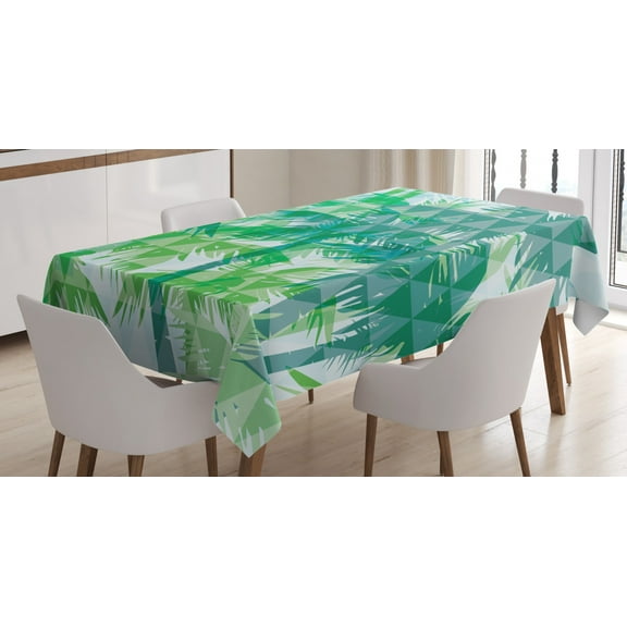 Ambesonne Geometric Forest Tablecloth Rectangular Table Cover, Exotic Hawaii, 60"x90", Jade Green Sea Green