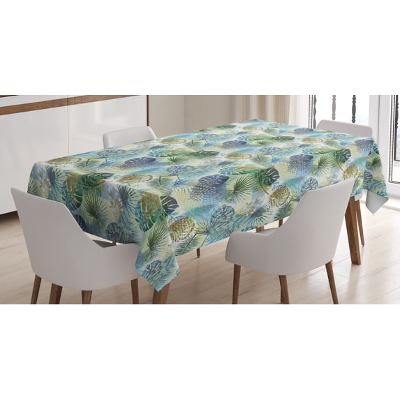 Ambesonne Geometric Forest Tablecloth Rectangular Table Cover, Monstera Leaf, 60"x90", Multicolor