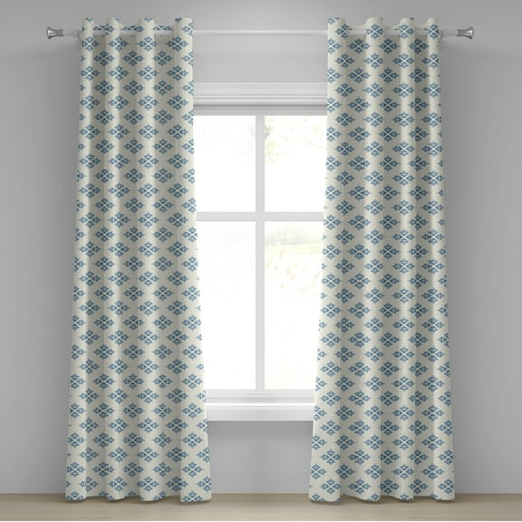 Ambesonne Geometric Grommet Curtain, Abstract Foliage Leaf, 50" x 72", Slate Blue Cream