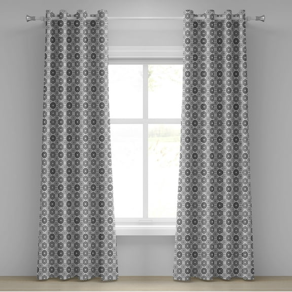 Ambesonne Geometric Grommet Curtain, Abstract Hexagons, 50" x 108", Grey Pale Grey