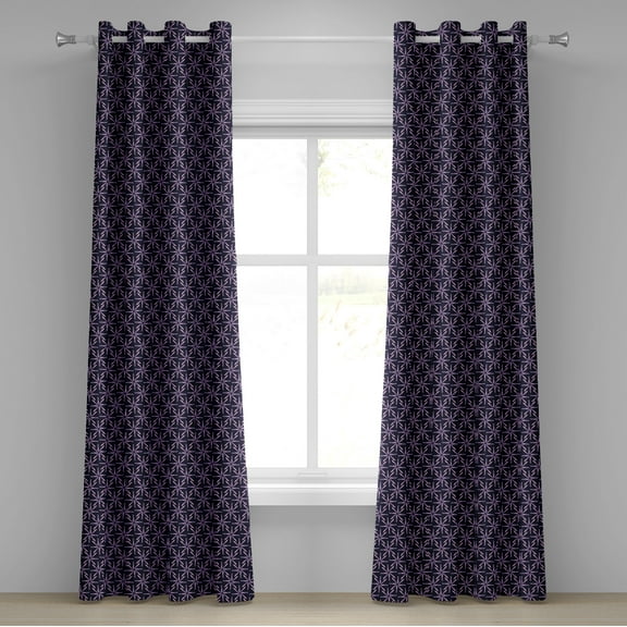 Ambesonne Geometric Grommet Curtain, Abstract Pattern Winter, 50" x 84", Mauve Lavender Purple