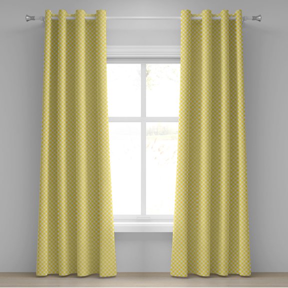 Ambesonne Geometric Grommet Curtain, Circles Geometric Art, 50" x 96", Yellow and White