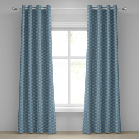 Ambesonne Geometric Grommet Curtain, Circular Floral Shape, 50" x 108", Slate Blue Tan