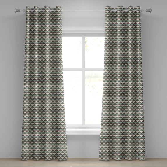 Ambesonne Geometric Grommet Curtain, Cubism Triangles, 50" x 96", Almond Green Dimgray