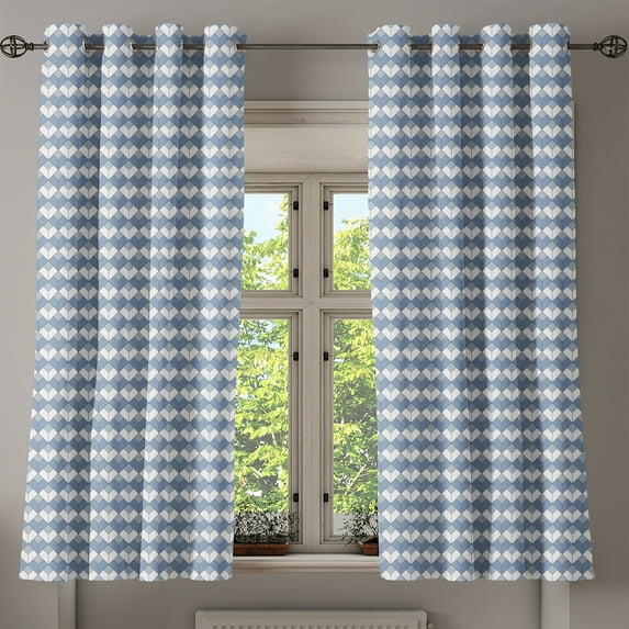 Ambesonne Geometric Grommet Curtain, Diamond Line Modern, 50" x 63", Slate Blue White Blue