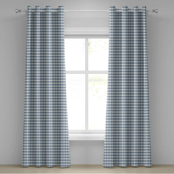 Ambesonne Geometric Grommet Curtain, Diamond Line Modern, 50" x 84", Slate Blue White Blue