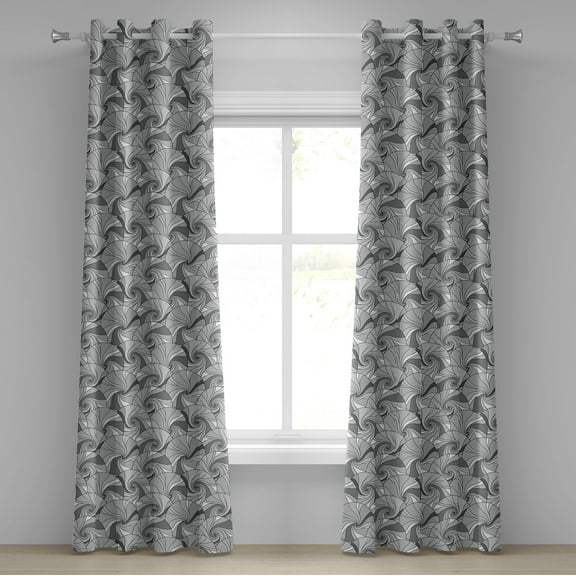 Ambesonne Geometric Grommet Curtain, Doodle Circle Stripes, 50" x 108", Grey and Pale Grey