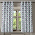 thumbnail image 1 of Ambesonne Geometric Grommet Curtain, Floral Damask Skulls, 50" x 54", Pale Blue Purple White, 1 of 6