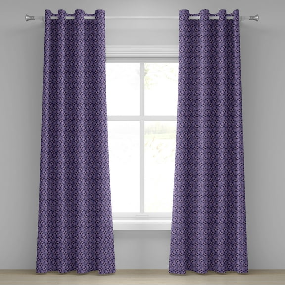 Ambesonne Geometric Grommet Curtain, Flowers Nature in Bloom, 50" x 108", Dark Purple Violet Lilac
