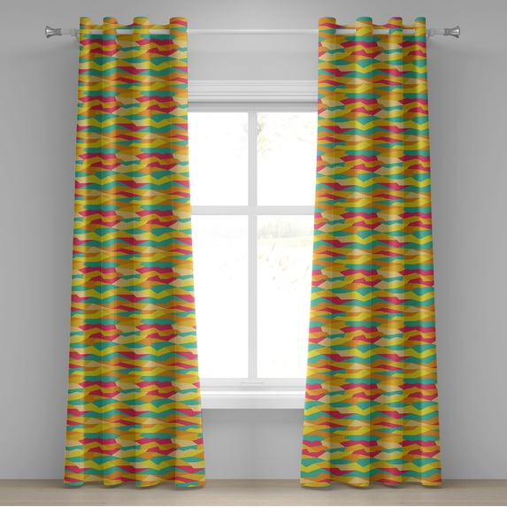 Ambesonne Geometric Grommet Curtain, Funky Tiles, 50" x 96", Jade Green Marigold