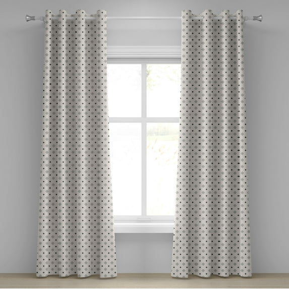Ambesonne Geometric Grommet Curtain, Geometric Art, 50" x 84", Charcoal Grey Beige