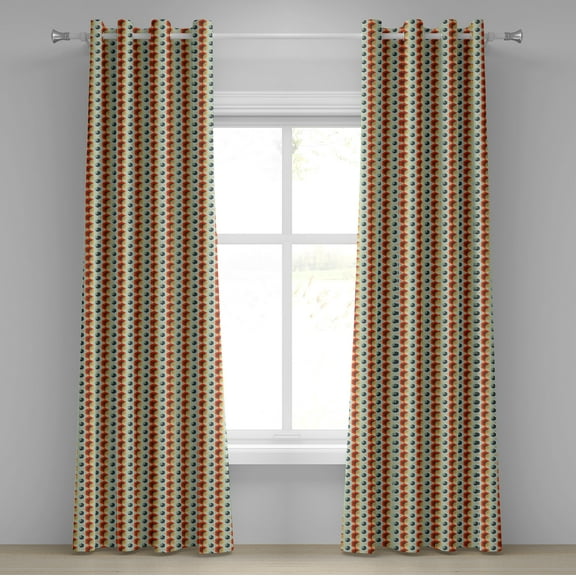 Ambesonne Geometric Grommet Curtain, Hexagonal Comb Modern, 50" x 108", Orange Dark Blue