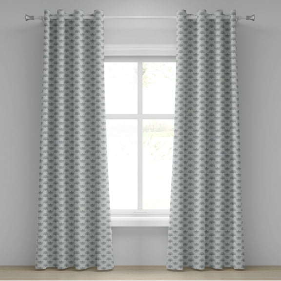 Ambesonne Geometric Grommet Curtain, Japanese Fan Pattern, 50" x 108", Grey Beige
