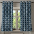 thumbnail image 1 of Ambesonne Geometric Grommet Curtain, Japanese Lotus Circle, 50"x60", Dark Blue Cream, 1 of 5