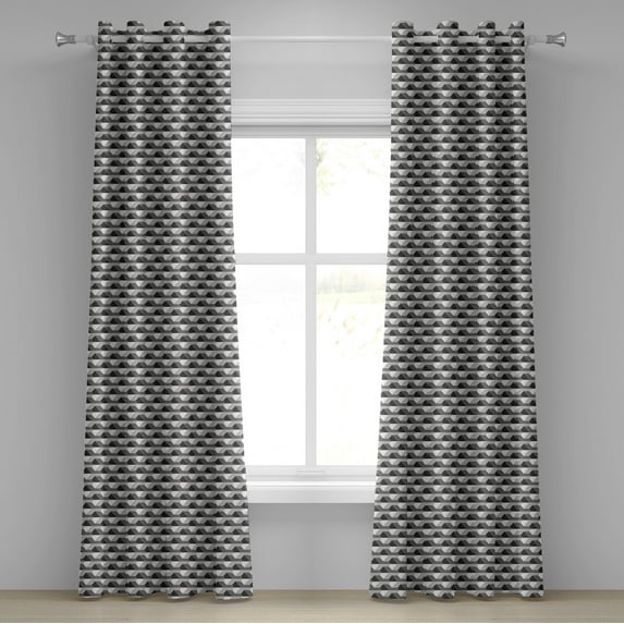 Ambesonne Geometric Grommet Curtain, Minimalist Link Shape, 50" x 72", Grey Black White