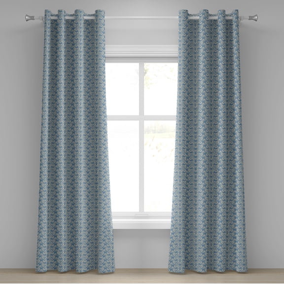 Ambesonne Geometric Grommet Curtain, Modern Art Swirls, 50" x 120", Slate Blue Tan