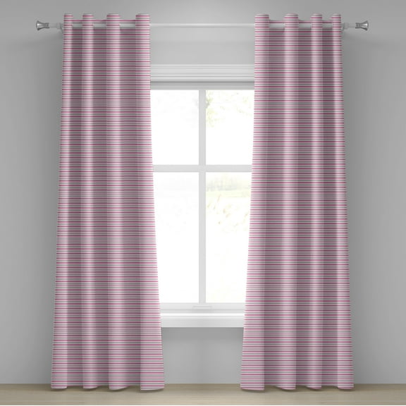 Ambesonne Geometric Grommet Curtain, Modern Striped Art, 50" x 96", White Pink Grey