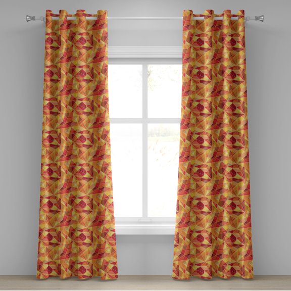 Ambesonne Geometric Grommet Curtain, Mosaic Digital Style, 50" x 72", Orange Marigold Red