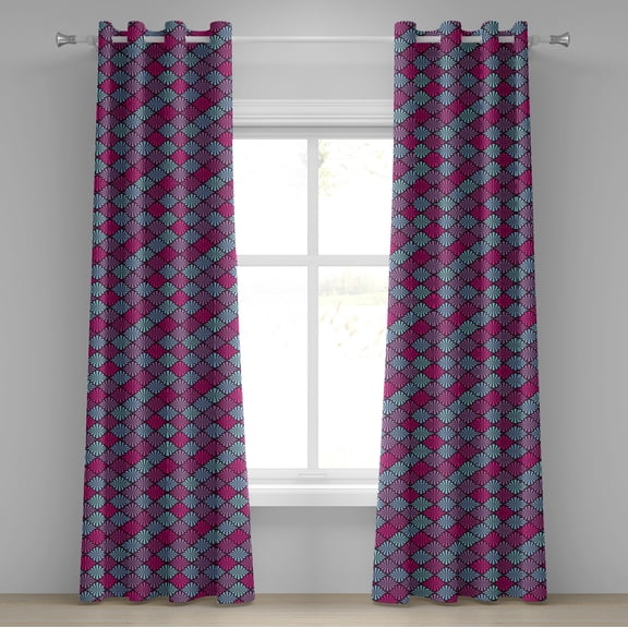 Ambesonne Geometric Grommet Curtain, Motif, 50" x 84", Aqua Magenta Violet