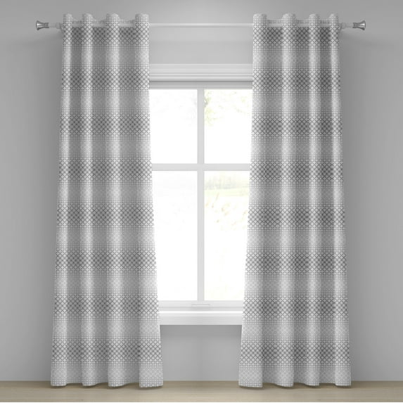 Ambesonne Geometric Grommet Curtain, Motifs, 50" x 72", Black White