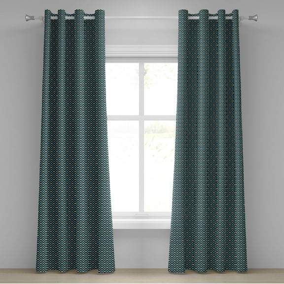 Ambesonne Geometric Grommet Curtain, Nature Inspried Bloom, 50" x 120", Blue Cream Black