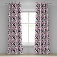 thumbnail image 1 of Ambesonne Geometric Grommet Curtain, Old Fashioned Style, 50" x 108", Pink White Black, 1 of 6