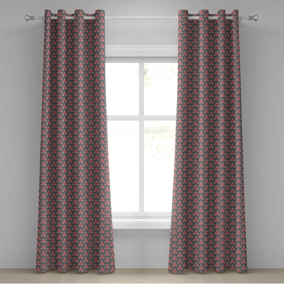 Ambesonne Geometric Grommet Curtain, Oval Mosaic, 50" x 72", Red Black