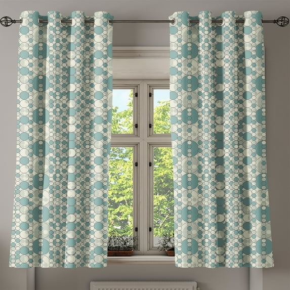 Ambesonne Geometric Grommet Curtain, Pale Toned Lattice, 50" x 54", Pale Teal Beige