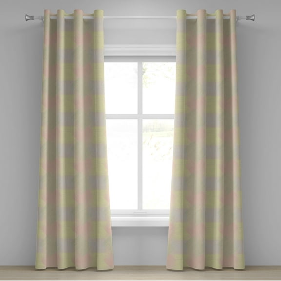 Ambesonne Geometric Grommet Curtain, Pastel Vintage Lines, 50" x 108", Peach Grey White
