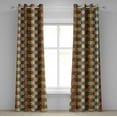 thumbnail image 1 of Ambesonne Geometric Grommet Curtain, Retro Pop Art Squares, 50"x108", Teal Ruby and Apricot, 1 of 1