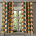 thumbnail image 1 of Ambesonne Geometric Grommet Curtain, Retro Pop Art Squares, 50"x60", Teal Ruby and Apricot, 1 of 5